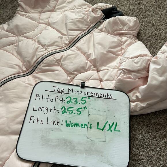 VTG y2k Women's Light Pink Nike Mini Swoosh Duck Down Feathers Puffer Jacket XL - Picture 12 of 12